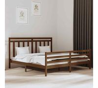 vidaXL Bed Frame Honey Brown Solid Wood 200x200 cm 01 UK HOT