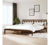 vidaXL Bed Frame Honey Brown Solid Wood Pine 200x200 cm 03 UK HOT