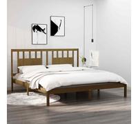 vidaXL Bed Frame Honey Brown Solid Wood Pine 200x200 cm 07 UK HOT