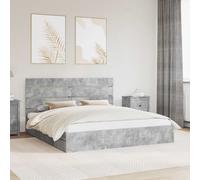 vidaXL Bed Frame Manual Concrete Grey 200 x 200 cm Engineered Wood