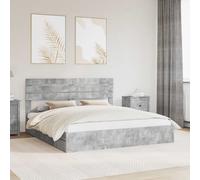 vidaXL Bed Frame Manual Concrete Grey 200 x 200 cm Engineered Wood