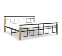 vidaXL Bed Frame Metal and Solid Oak Wood 200x200 cm UK HOT