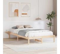 vidaXL Bed Frame Natural 135 x 190 cm Solid Pine Wood