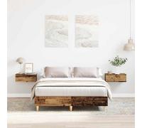(old wood, 135 x 190 cm) vidaXL Bed Frame No Mattress Black 140x190 cm Engineered Wood