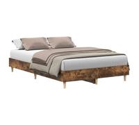vidaXL Bed Frame No Mattress Smoked Oak 135x190 cm Double Engineered Wood, bedroom furniture, bed base, double bed, bed, bedstead, pallet bed