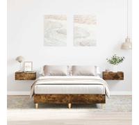 vidaXL Bed Frame No Mattress Smoked Oak 140x190 cm Engineered Wood