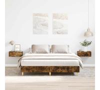 Bed Frame Smoked Oak 150x200 cm Engineered Wood King Size Slatted Base Solid UK [EEK: A]