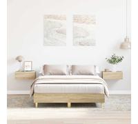 Bed Frame Sonoma Oak Engineered Wood 120x200 cm Slatted Base Durable Sturdy Legs [EEK: A]