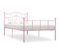 vidaXL Bed Frame Pink Metal 100cm Elegant Classic Solid Bedroom Furniture