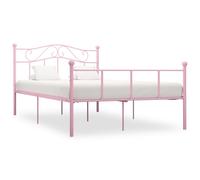 vidaXL Bed Frame Pink Metal 120x200cm Elegant Classic Base Bedroom Furniture