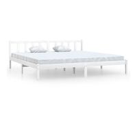vidaXL Bed Frame Platform Bed White Solid Wood Pine 180x200 cm Super King Size