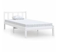 vidaXL Bed Frame Platform Bed White Solid Wood Pine 75x190 cm Small Single