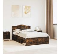 vidaXL Bed Frame Smoked Oak 120 x 200 cm Solid Pine Wood