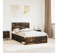 vidaXL Bed Frame Smoked Oak 135 x 190 cm Solid Pine Wood