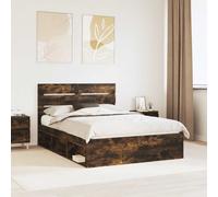 vidaXL Bed Frame Smoked Oak 140 x 190 cm Solid Pine Wood