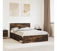 Bed Frame Smoked Oak 160 x 200 cm Engineered wood