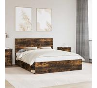 Bed Frame Smoked Oak 160 x 200 cm Solid Pine Wood