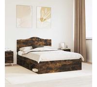 Bed Frame Smoked Oak 160 x 200 cm Solid Pine Wood