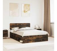 Bed Frame Smoked Oak 160 x 200 cm Solid Pine Wood
