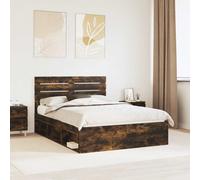 Bed Frame Smoked Oak 160 x 200 cm Solid Pine Wood