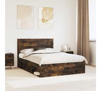 vidaXL Bed Frame Smoked Oak 160 x 200 cm Solid Pine Wood