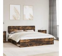 vidaXL Bed Frame Smoked Oak 180 x 200 cm Solid Pine Wood
