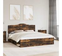 Bed Frame Smoked Oak 180 x 200 cm Solid Pine Wood