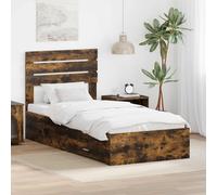 vidaXL Bed Frame Smoked Oak and Silver 75 x 190 cm Engineered Wood