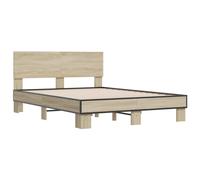 vidaXL Bed Frame Sonoma Oak 120x190 cm Small Double Engineered Wood and Metal