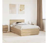 vidaXL Bed Frame Sonoma Oak 135 x 190 cm Engineered Wood