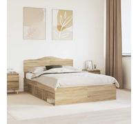vidaXL Bed Frame Sonoma Oak 150 x 200 cm Solid Pine Wood