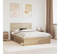 vidaXL Bed Frame Sonoma Oak 150 x 200 cm Solid Pine Wood