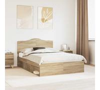 vidaXL Bed Frame Sonoma Oak 150 x 200 cm Solid Pine Wood