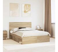 vidaXL Bed Frame Sonoma Oak 150 x 200 cm Solid Pine Wood
