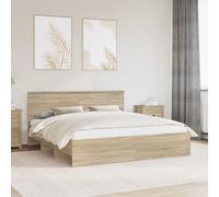 vidaXL Bed Frame Sonoma Oak 200 x 200 cm Engineered Wood