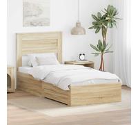 Bed Frame with Headboard with Drawer Engineered Wood Storage Modern vidaXL