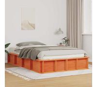 vidaXL Bed Frame Wax Brown 135 x 190 cm Solid Pine Wood
