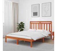 vidaXL Bed Frame Wax Brown 205.5 x 155.5 x 100 cm Solid Pine Wood