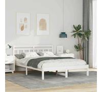 vidaXL Bed Frame White 135 x 190 cm Solid Pine Wood