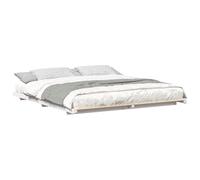 Floor Bed Frame White Solid Pine 200x200 cm Low Japandi Style Platform Wooden UK [EEK: A]