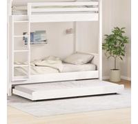 vidaXL Bed Frame White 75 x 190 cm Solid Pine wood, Compact Bedroom Furniture, Modern Trundle Bed Frame, Pine Wood Pull-Out, Space Saving Sleeping Solution, Multi-Use