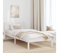 Bed Frame White Solid Pine Wood 80x200 cm Modern Headboard Minimalist Low [EEK: A]