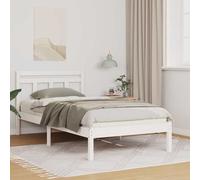 vidaXL Bed Frame White 90 x 200 cm Solid Pine Wood