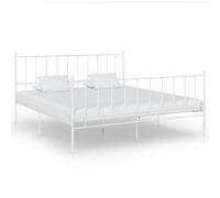 vidaXL Bed Frame White Metal 140x200 cm Home Bedroom Furniture Bed Base Unit
