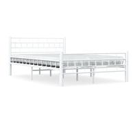 vidaXL Bed Frame White Metal 140x200cm Double Bedroom Slatted Base Furniture
