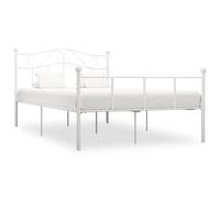 Bed Frame White Metal 140x200 cm Sturdy Slatted Base Classic Elegant Low Profile [EEK: A]