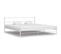 vidaXL Bed Frame White Metal 200x200cm Double Solid Base Bedroom Furniture