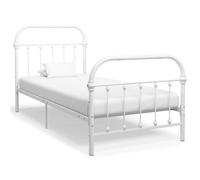 vidaXL Bed Frame White Metal 90x200cm Light Solid Bedroom Furniture Single Bed
