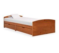 vidaXL Solid Wood Pine Bed Frame with 2 Drawers Honey Brown 90x200 cm Bedstead
