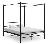 vidaXL Canopy Bed Frame Black Metal 160x200 cm Bedroom Furniture Bed Base